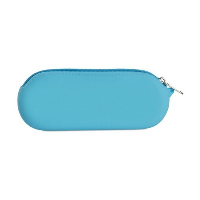 Silicon Pouch Pencil Case With Shiny Zip Puller In Blue