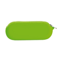 Silicon Pouch Pencil Case With Shiny Zip Puller In Lime