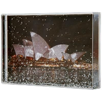 Silver Glitter And Liquid Filled Rectangular Acrylic Cube Block With Large Branding Area