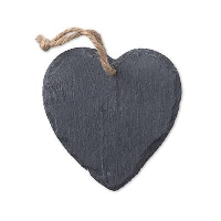 Slate Heart Shape Decoration With Cord Hanger
