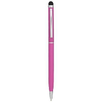 Slim Aluminium-Glazed Ball Pen With Twist Mechanism Stylus In Fuchsia