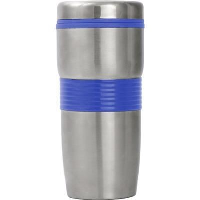 Stainless Steel Metal Tumbler Travel Mug With Cobalt Blue Trim