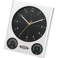 Top Clock Wall Clock, Thermometer & Hygrometer In Silver