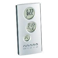 Triple Lcd Tower Alarm Clock In Silver