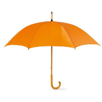 Umbrella With Wood Grip In Orange