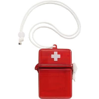 Waterproof First Aid Kit In Plastic Case With Carry Cord In Red