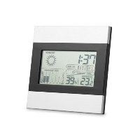 Weather Station & Clock In Black & Silver