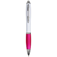 White Curvy Ball Pen: Pink: In Pink