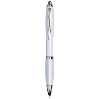 White Curvy Ball Pen: White: In White Solid