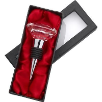 Wine Bottle Stopper In Silver With Crystal Top