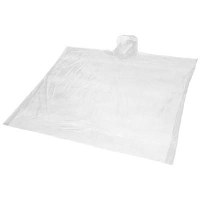 Ziva Disposable Rain Poncho With Pouch In White Solid