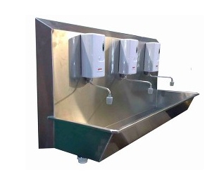 Knee operated hand wash sinks (1-6 stations).