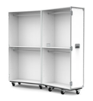 Retail Display Flight Case with Clothes Rails in White