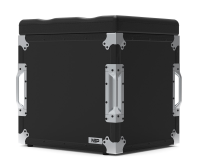 Single Seater Flight Case Chair - Black with Silver Corners