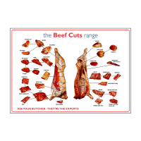Butchers Beef Cuts of Meat Laminated Poster