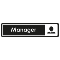 Manager Door Sign - White on Black