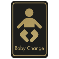 Large Baby Changing Door Sign - Gold on Black