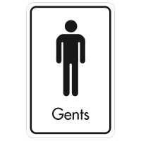 Large Gents Door Sign - Black on White