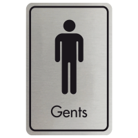 Large Gents Door Sign - Black on Silver