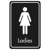 Large Ladies Door Sign - White on Black