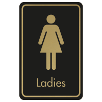 Large Ladies Door Sign - Gold on Black
