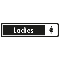 Ladies Door Sign - White on Black