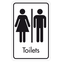 Large Toilets Door Sign - Black on White