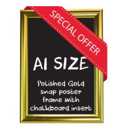 A1 size Polished Gold Snap poster frame with Chalkboard insert