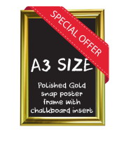 A3 size Polished Gold Snap poster frame with Chalkboard insert