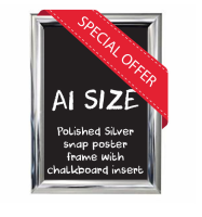 A1 size Polished Silver Snap poster frame with Chalkboard insert