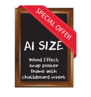 A1 size Wood Effect Snap poster frame with Chalkboard insert