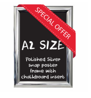 A2 size Polished Silver Snap poster frame with Chalkboard insert
