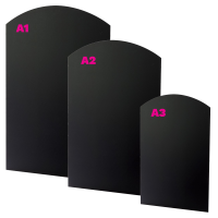 Curved Top Unframed Chalkboard Wall Panel. Available in A3, A2 & A1 size