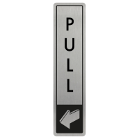 Vertical Pull Door Sign - Black on Silver