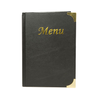 A5 Black Gloss Leather Style Restaurant Menu Holder / Menu Cover