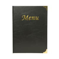A4 Black Gloss Leather Style Restaurant Menu Holder / Menu Cover