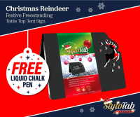 Christmas Chalkboard Reindeer StyloTab Festive Freestanding table top tent sign