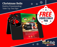 Christmas Chalkboards Bells StyloTab Festive Freestanding Table Top Tent Sign