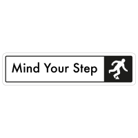 Mind The Step Door Sign - Black on White