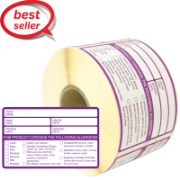 Food Preparation Allergen Warning Labels (500 labels per roll)