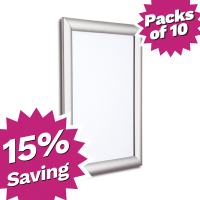 Pack of 10 - A4 & A3 Satin Silver Snap Poster Frames - Saving of 15%