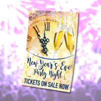 New Years Eve Party Night booking waterproof poster. Sizes available A3, A2 & A1