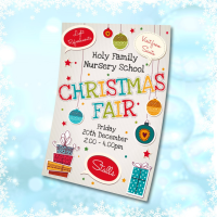 Christmas Fair Coming Soon waterproof poster. Sizes available A3, A2 & A1