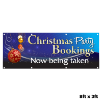 Christmas Party Bookings Now Being Taken Single Sided PVC Banner - Blue
