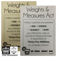 Matt Silver - 35ml Weights & Measures Act - Spirit Measures Bar Notice