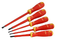 Bahco&#174; Bahcofit Insulated Slotted & Pozi-Drive 5-Piece Screwdriver Set