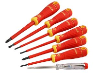 Bahco&#174; Bahcofit Insulated Slotted, Phillips & Mainstester 7 Piece Screwdriver Set