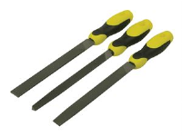 Stanley Tools File Set of 3 Pieces Flat, 1/2 Round, 3 Square