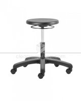 PU Low Stool with Castors - Black