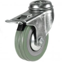 Light Duty Institutional Bolt Hole Brake Castor With Grey Rubber Wheel